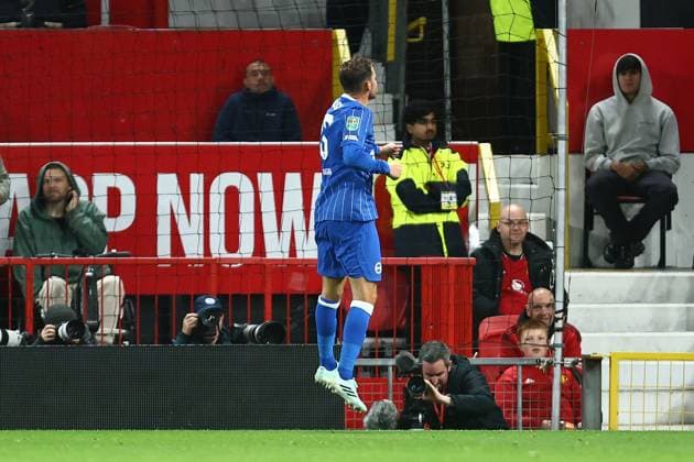 Pascal Gross of Brighton celebrates scoring their sides second goal Manchester United, ManU v Brighton & Hove Albion, EFL Carabao Cup, Football, Old Trafford, UK - 16 Sep 2026Manchester Old Trafford United Kingdom EDITORIAL USE ONLY No use with unauthorised audio, video, data, fixture lists, club league logos or live services. Online in-match use limited to 120 images, no video emulation. No use in betting, games or single club league player publications. Copyright: xPhilxOldham Shutterstockx 17154491av