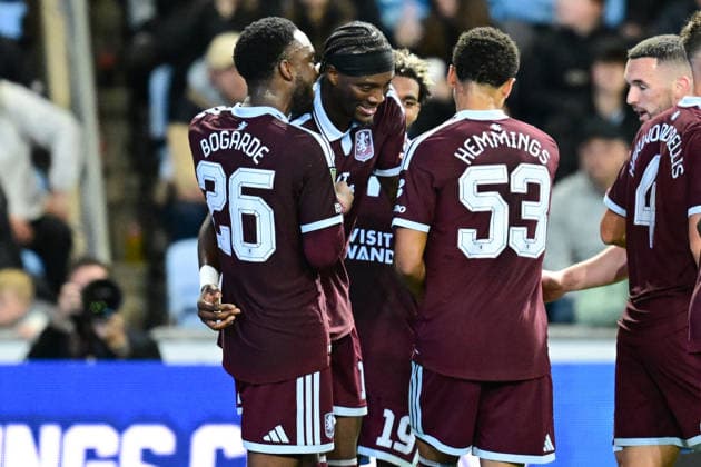 Coventry City v Aston Villa, EFL Cup GOAL Aston Villa forward Tammy Abraham (18) scores a goal and celebrates with Aston Villa midfielder Lamare Bogarde (26) and Aston Villa midfielder George Hemmings (53) 1-3 during the EFL Cup match between Coventry City and Aston Villa at the Coventry Building Society Arena, Coventry, UK on 16 September 2026. Coventry Coventry Building Society Arena West Midlands UK Editorial use only DataCo restrictions apply See www.football-dataco.com , Copyright: xDennisxGoodwinx PSI-24892-0039