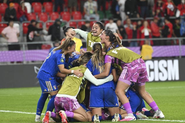 SOCCER - FIFA World Cup, WM, Weltmeisterschaft, Fussball - U-20 Women? - Italy vs. China PR Photo by IPA ABACAPRESS.COM88607369 - The Italian team celebrated after winning the penalty shootout and advancing to the next round of the FIFA U-20 Women’s World Cup Round of 16 match between Italy and China PR, held in Sosnowiec, Poland, on September 16, 2026 Sosnowiec Poland  Copyright: xIPAxSport ABACAx