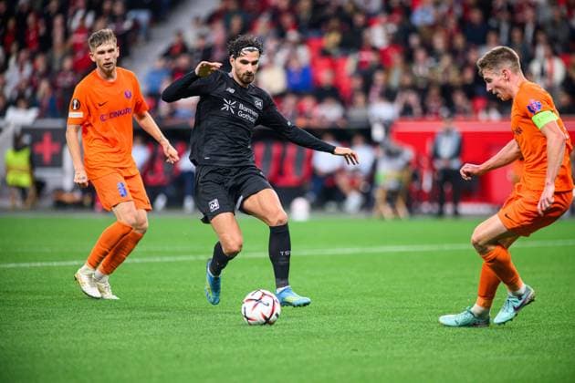 LEVERKUSEN, GERMANY - 16 SEPTEMBER, 2026: Martin Terrier of Bayer 04 Leverkusen, Germany - The UEFA Europa League match Bayer 04 Leverkusen vs. NK Celje at BayArena.  Copyright: xVitaliixKliuievx