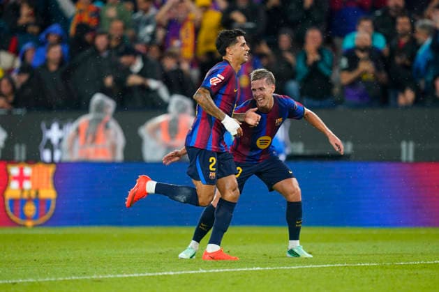 ESP: FC Barcelona, Barca - Racing Club de Santander. La Liga EA Sports. Matchday 6. Joao Cancelo of FC Barcelona celebrates his goal during the La Liga EA Sports match between FC Barcelona and Real Racing Club de Santander played at Spotify Camp Nou Stadium on 16 Sept 2026 in Barcelona, Spain. kpng Copyright: xSergioxRuizx xPRESSINPHOTOx PS_2627_BAR_RAC_021