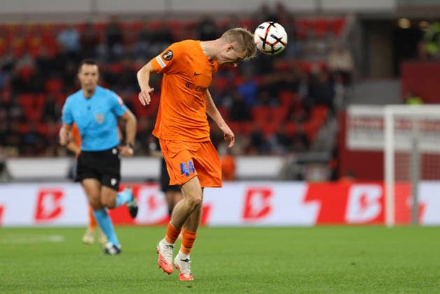 Lukasz Bejger of NK Celje controls the ball during the 2026–27 UEFA Europa League group stage match between Bayer 04 Leverkusen and NK Celje at BayArena on September 16, 2026, in Leverkusen, Germany. Photo by Oliver Kaelke, DeFodi Images