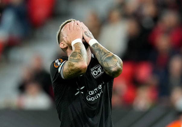 Aleix Garcia of Bayer 04 Leverkusen, 24, reacts after missing a chance. GER, Bayer 04 Leverkusen vs. NK Celje, UEFA Europa League, Matchday 1, 2026–27 season, BayArena, Leverkusen, September 16, 2026 DFL REGULATIONS PROHIBIT ANY USE OF PHOTOGRAPHS AS IMAGE SEQUENCES AND OR QUASI-VIDEO Bayer 04 Leverkusen vs. Celje, UEFA Europa League, Matchday 1, 2026–27 season, September 16, 2026, Leverkusen Copyright: xEibner-Pressefoto ScottxColemanx EP_SCN