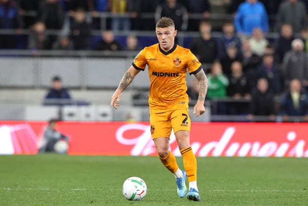 RECORD DATE NOT STATED Kieran Trippier of Wolverhampton Wanderers in action during the Carabao Cup round 3 match Everton vs Wolverhampton Wanderers at Hill Dickinson Stadium, Liverpool, United Kingdom on 16 September 2026 (Photo by Alfie Cosgrove News Images) Copyright: xx