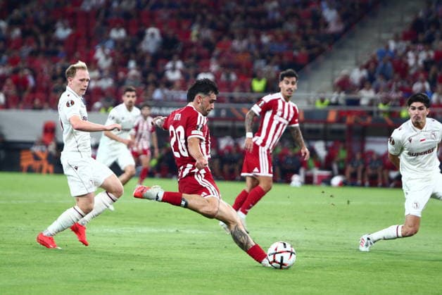 UEFA Europa League - Olympiacos FC vs Jagiellonia BiaÅ‚ystok - Joao Silva of Olympiacos FC in action during the UEFA Europa League Phase matchday 1 soccer match between Olympiacos FC and Jagiellonia BiaÅ‚ystok at the Georgios Karaiskakis Stadium in Piraeus, Greece, 16 September 2026. IMAGO ONE INCH PRODUCTIONS PIRAEUS GREECE Copyright: xONExINCHxPRODUCTIONSx 7089123