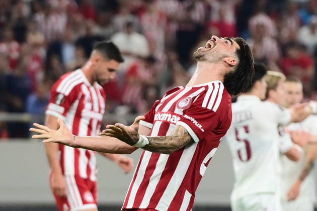 UEFA Europa League - Olympiacos FC vs Jagiellonia BiaÅ‚ystok - Joao Silva of Olympiacos FC react during the UEFA Europa League Phase matchday 1 soccer match between Olympiacos FC and Jagiellonia BiaÅ‚ystok at the Georgios Karaiskakis Stadium in Piraeus, Greece, 16 September 2026. IMAGO ONE INCH PRODUCTIONS PIRAEUS GREECE Copyright: xONExINCHxPRODUCTIONSx 7089150
