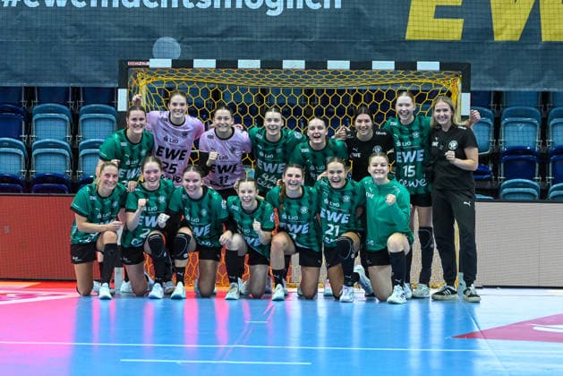 Victory photo of VfL Oldenburg after their win over Neckarsulm GER, VfL Oldenburg vs. SU Neckarsulm, ALSCO Women s Handball Bundesliga, Matchday 4, 2026–2027 season, September 16, 2026, VfL Oldenburg vs. SU Neckarsulm, ALSCO Women’s Handball Bundesliga, Matchday 4, 2026–2027 season, September 16, 2026, Oldenburg Copyright: xEibner-Pressefoto RobertxGertzenx EP_RGN