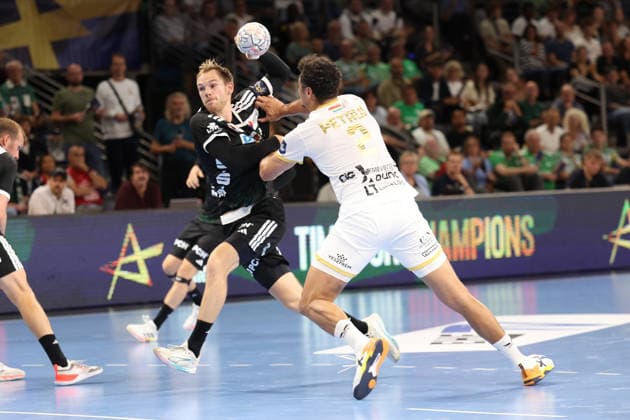 September 16, 2026, xBHAx, Handball, EHF Champions League, 2026–2027 Season, CL, Füchse Berlin vs. Veszprém HC, Max Schmeling Halle, Tobias Gröndahl, Füchse Berlin No. 15 on offense, Berlin, Germany