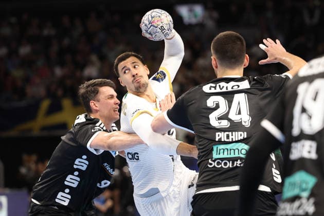 September 16, 2026, xBHAx, Handball, EHF Champions League, 2026–2027 Season, CL, Füchse Berlin vs. Veszprém HC, Max Schmeling Halle, Ivan Martinovic, Veszprém HC No. 5 on offense, Berlin, Germany