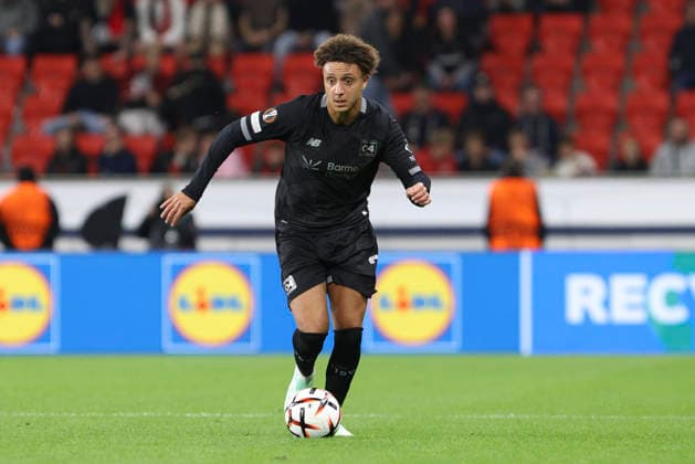 Eliesse Ben Seghir of Bayer 04 Leverkusen controls the ball during the 2026–27 UEFA Europa League group stage match between Bayer 04 Leverkusen and NK Celje at BayArena on September 16, 2026, in Leverkusen, Germany. Photo by Oliver Kaelke, DeFodi Images