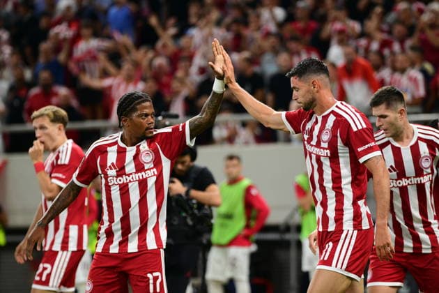 UEFA Europa League - Olympiacos FC vs Jagiellonia BiaÅ‚ystok - Roman Yaremchuk of Olympiacos FC celebrates after scoring the 2-1 during the UEFA Europa League Phase matchday 1 soccer match between Olympiacos FC and Jagiellonia BiaÅ‚ystok at the Georgios Karaiskakis Stadium in Piraeus, Greece, 16 September 2026. IMAGO ONE INCH PRODUCTIONS PIRAEUS GREECE Copyright: xONExINCHxPRODUCTIONSx 7089186
