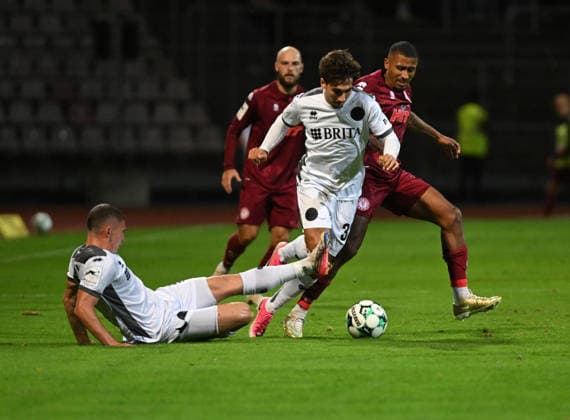 September 16, 2026, xophax, Soccer 3rd Division, Fortuna Cologne vs. SV Wehen Wiesbaden: Niklas May, Raul Caldaroska, and Paula (both from Wehen), Florian Heister (Fortuna Cologne)