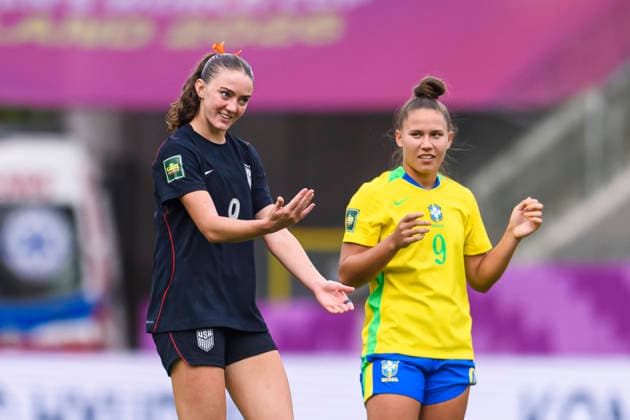 Brazil v United States - FIFA U-20 Women s World Cup Katowice, Poland - September 16: Alex Buck of United States smiles during the FIFA U-20 Women s World Cup Round of 16 match between Brazil and United States at Arena Katowice on September 16, 2026 in Katowice, Poland Copyright: xLatinxSportxImagesx