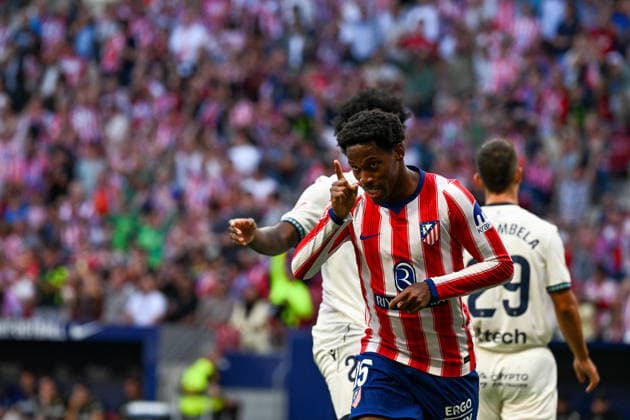 September 16, 2026, Madrid, Madrid, Spain: Atletico Madrid s Canadian forward Jonathan David celebrates scoring his team s first goal during the Spanish league football match between Club Atletico de Madrid and CA Osasuna at Riyadh Air Metropolitano in Madrid, Spain, on September 16, 2026. Madrid Spain - ZUMAd308 20260916_zsp_d308_004 Copyright: xJuanxCarlosxLucasx