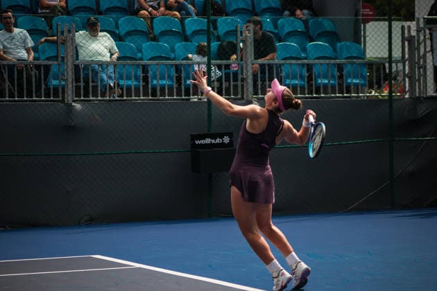 SP Open agita calendário do tênis em SP SaO PAULO, SP - 16.09.2026: SP OPEN AGITA CALENDaRIO DO TÃªNIS EM SP - The second edition of the SP Open, a WTA, Tennis Damen 250 tournament, brings together Brazilian and international tennis players between September 12 and 20, 2026, at Parque Villa-Lobos, in Sao Paulo (SP). In the photo, Mary Stoiana of the United States during a match against Claire Liu, this Wednesday (16). (Photo: AngÃ lica Alves Fotoarena) x3017401x  AngÃ licaxAlves