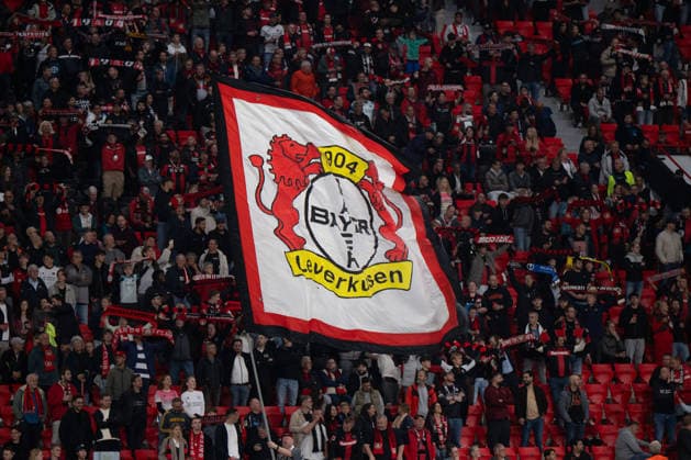 Bayer Leverkusen fans, flag, Bayer 04 Leverkusen vs. NK Celje, soccer, UEFA Europa League, group stage, 2026–2027, September 16, 2026, Leverkusen, North Rhine-Westphalia, Germany Copyright: xkolbert-press MarkusxVerwimpx
