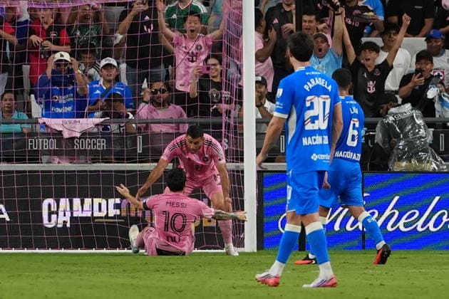 Lionel Messi (Below) of Inter celebrates a goal in a Campeones Cup final match between Inter Miami and Cruz Azul at the NU stadium in Miami, United States, 16 September 2026. Campeones Cup: Inter Miami vs Cruz Azul !ACHTUNG: NUR REDAKTIONELLE NUTZUNG!  Copyright: xAlbertoxBoalx AMDEP2413 20260917-55021421767_1