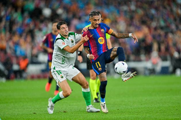 FC Barcelona, Barca v REAL RACING CLUB SPOTIFY CAMP NOU. BARCELONA Sep 16,2026 FC BARCELONA vs REAL RACING CLUB SANTANDER SEP 16 ,2026 Raphina (11) of FC Barcelona vies with Prati (18) of Real Racing Club during the match between FC Barcelona and Real Racing Club corresponding to the sixth day of La Liga EA Sports at at Spotify Camp Nou in Barcelona, Spain. Barcelona ESP Copyright: xS.xRosx