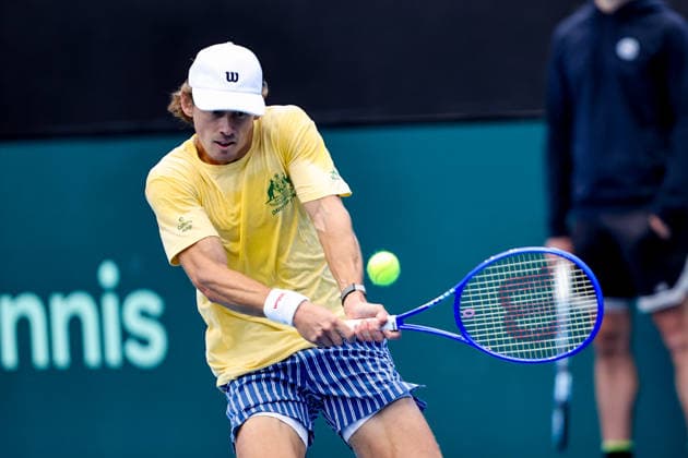 Davis Cup Tennis - Australia Team Training 1 in Brisbane, Australia - 17 SEP 2026. Alex De Minaur seen in action during Australian Davis Cup Team training at Pat Rafter Arena. Australian Davis Cup Team training prior to their World Group I tie versus Poland. The Round is being held at Pat Rafter Arena. Brisbane Australia Copyright: xRichardxHainesx xSOPAxImagesx Richard Haines Davis Cup 1 (12)