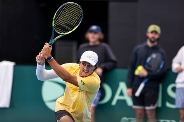Davis Cup Tennis - Australia Team Training 1 in Brisbane, Australia - 17 SEP 2026. Adam Walton seen in action during Australian Davis Cup Team training at Pat Rafter Arena. Australian Davis Cup Team training prior to their World Group I tie versus Poland. The Round is being held at Pat Rafter Arena. Brisbane Australia Copyright: xRichardxHainesx xSOPAxImagesx Richard Haines Davis Cup 1 (2)
