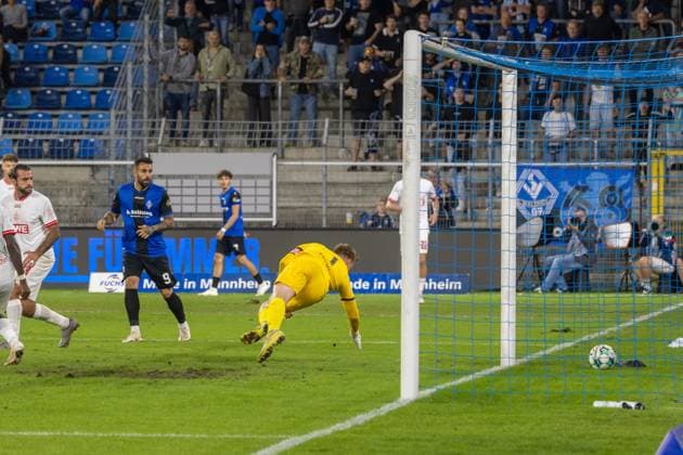 Owono-Darnell Keumo (nicht im Bild) erzielt das 1:0 für Waldhof