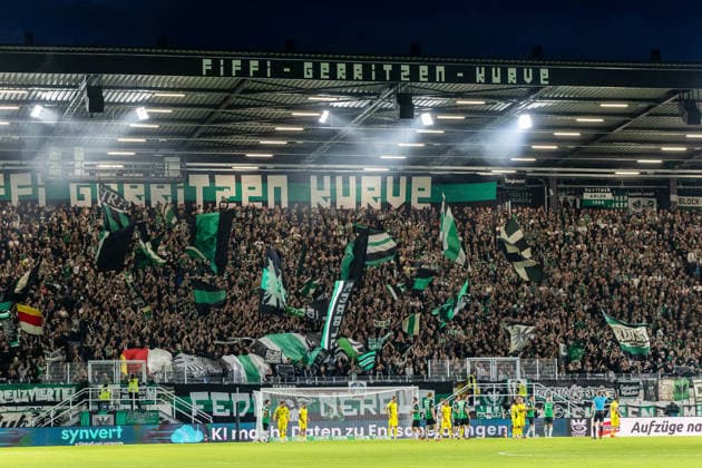 SC Preussen Münster fans cheer on their team GER, SC Preussen Münster vs. 1. FC Saarbrücken, Soccer, 3. Liga, Matchday 6, 2026–2027 season, September 16, 2026 DFL regulations prohibit the use of photographs as image sequences and or quasi-video GER, SC Preussen Münster vs. 1. FC Saarbrücken, soccer, 3. Liga, Matchday 6, 2026–2027 season, September 16, 2026, Münster Copyright: xEibner-Pressefoto JanxRollingerx EP_JSK