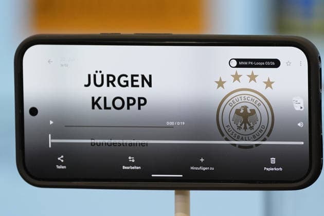 The stage is set for national team coach Jürgen Klopp s press conference, September 17, 2026. National team coach Jürgen Klopp s first DFB squad announcement, DFB Campus Frankfurt