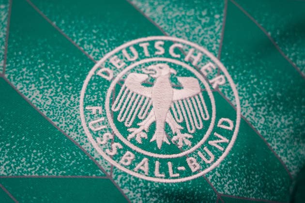 An Adidas green jersey is on display at the press conference held by national team coach Jürgen Klopp to announce the national team’s first roster selection on September 17, 2026. First DFB roster selection by national team coach Jürgen Klopp, DFB Campus Frankfurt