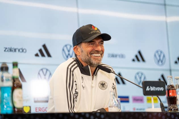 September 17, 2026, GER, UEFA Nations League 2026–2027 Nomination Press Conference with National Team Coach Jürgen Klopp; Jürgen Klopp, National Team Coach, Head Coach; Germany; laughing; in a good mood; grinning; gestures; facial expressions; emotions; Frankfurt; DFB Campus; Frankfurt; Germany Copyright: xnordphotoxGmbHx xChristianxSchulzex