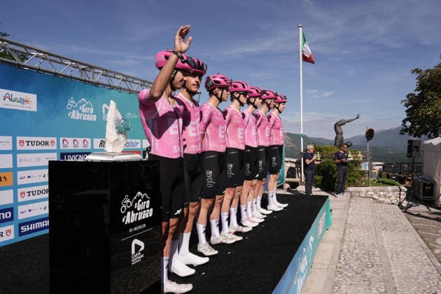 EF Education - Aevolo Team during the Giro d™Abruzzo, stage 3 from Oricola - Piana del Cavaliere to San Benedetto dei Marsi (159 km) - Abruzzo, Italy - Thursday, September 17, 2026. - cycling.  Copyright: xMassimoxPaolone LaPressex