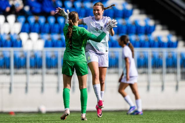 September 17, 2026: Maria Berg Birkeland of Norway celebrates after scoring the 1-0 goal during the Under-15 friendly match between Norway and Sweden on September 17, 2026 in Lorenskog. Photo by Marius Simensen. BILDBYRAN COP 238 bbeng women s soccer football celebration Norway Sweden friendly match  Copyright: MARIUSxSIMENSEN BB260917BB179