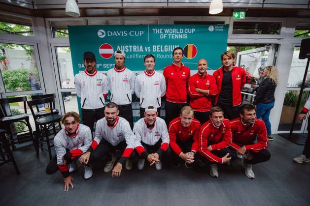TENNIS - Davis Cup, AUT vs BEL VIENNA,AUSTRIA,17.SEP.26 - TENNIS - ITF Davis Cup, qualification round 2, Austria vs Belgium, preview. Image shows the team of Austria and Belgium.  GEPAxpictures xAlexanderxSolc