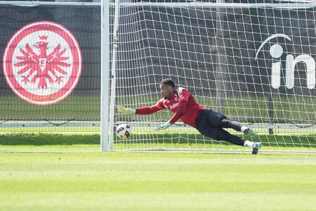 Goalkeeper Noah Atubolu, Eintracht Frankfurt, September 17, 2026, Bundesliga, 2026–27 Season, Eintracht Frankfurt Training