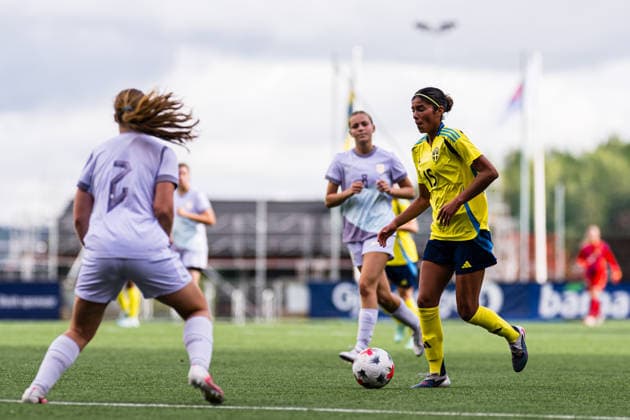 September 17, 2026: Naima Altamirano Jedroum of Sweden during the Under-15 friendly match between Norway and Sweden on September 17, 2026 in Lorenskog. Photo by Marius Simensen, BILDBYRAN COP 238. bbeng women s soccer football Norway Sweden friendly match  Copyright: MARIUSxSIMENSEN BB260917BB205