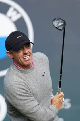 VIRGINIA WATER, ENGLAND - SEPTEMBER 17: Rory McIlroy (IRE) plays from the 18th tee during Round 1 at the BMW PGA, Golf Herren Championship at Wentworth Golf Club, Virginia Water on September 17, 2026 in Surrey, England The BMW PGA Championship