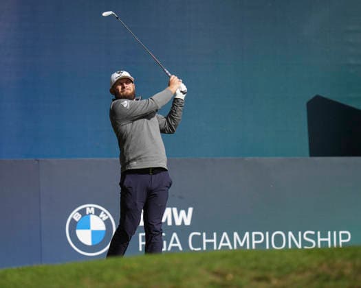 VIRGINIA WATER, ENGLAND - SEPTEMBER 17: Tyrrell Hatton (ENG) plays from the second tee during Round 1 at the BMW PGA, Golf Herren Championship at Wentworth Golf Club, Virginia Water on September 17, 2026 in Surrey, England The BMW PGA Championship