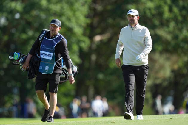 VIRGINIA WATER, ENGLAND - SEPTEMBER 17: Bernd Wiesberger (AUT) walks down the first fairway during Round 1 at the BMW PGA, Golf Herren Championship at Wentworth Golf Club, Virginia Water on September 17, 2026 in Surrey, England The BMW PGA Championship