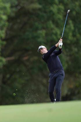 VIRGINIA WATER, ENGLAND - SEPTEMBER 17: Joel Girrbach (SUI) plays from the first fairway during Round 1 at the BMW PGA, Golf Herren Championship at Wentworth Golf Club, Virginia Water on September 17, 2026 in Surrey, England The BMW PGA Championship