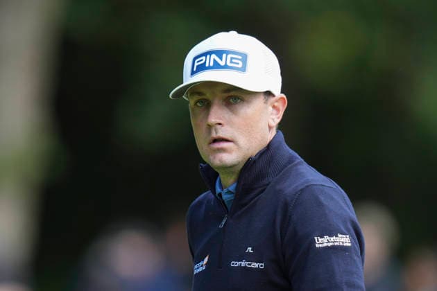 VIRGINIA WATER, ENGLAND - SEPTEMBER 17: Joel Girrbach (SUI) waits to putt on the first green during Round 1 at the BMW PGA, Golf Herren Championship at Wentworth Golf Club, Virginia Water on September 17, 2026 in Surrey, England The BMW PGA Championship