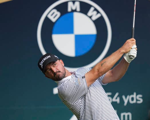 VIRGINIA WATER, ENGLAND - SEPTEMBER 17: Brandon Robinson Thompson (ENG) plays from the 2nd tee during Round 1 at the BMW PGA, Golf Herren Championship at Wentworth Golf Club, Virginia Water on September 17, 2026 in Surrey, England The BMW PGA Championship