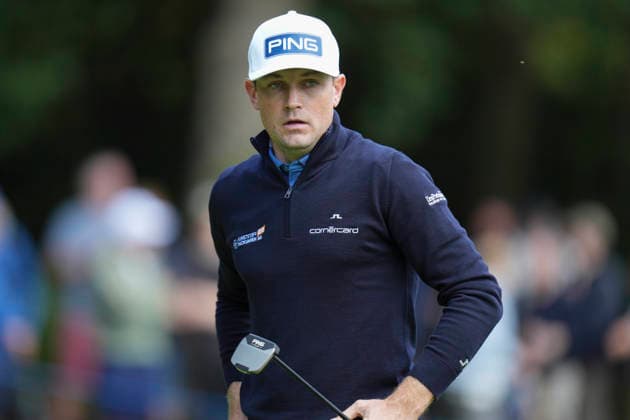 VIRGINIA WATER, ENGLAND - SEPTEMBER 17: Joel Girrbach (SUI) waits to putt on the first green during Round 1 at the BMW PGA, Golf Herren Championship at Wentworth Golf Club, Virginia Water on September 17, 2026 in Surrey, England The BMW PGA Championship