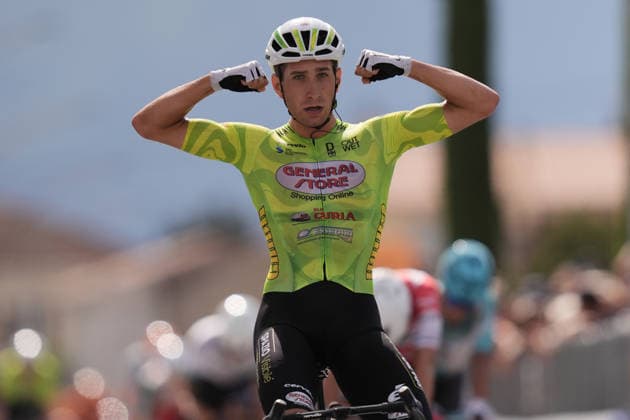 Italy s Filippo D Aiuto of General Store - Essegibi - F.lli Curia winner of the stage during the Giro d™Abruzzo, stage 3 from Oricola - Piana del Cavaliere to San Benedetto dei Marsi (159 km) - Abruzzo, Italy - Thursday, September 17, 2026. - cycling.  Copyright: xMassimoxPaolone LaPressex