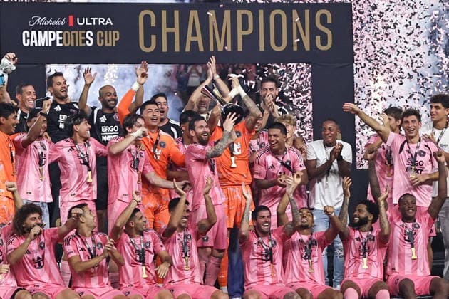 MIAMI, FL - SEPTEMBER 16: Inter Miami CF Forward Lionel Messi (10) and Inter Miami CF players celebrate with the Michelob ULTRA Campeones trophy during the post match ceremony at the 2026 Michelob ULTRA Campeones Cup soccer match between Inter Miami CF and Cruz Azul on September 16, 2026 at NU Stadium, Miami, Fla.(Photo by Chris Arjoon Icon Sportswire) SOCCER: SEP 16 Campeones Cup Final Inter Miami CF vs Cruz Azul EDITORIAL USE ONLY Icon2609160000046