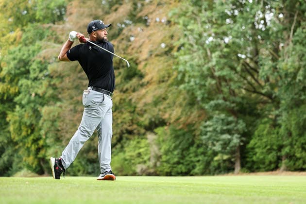 RECORD DATE NOT STATED 16th September 2026; Wentworth Golf Club, Virginia Water, Surrey, England; DP World Tour Golf, BMW PGA, Golf Herren Championship, Pro Am; Jon Rahm of Spain plays a shot at the 15th hole HenningxVonxJagow