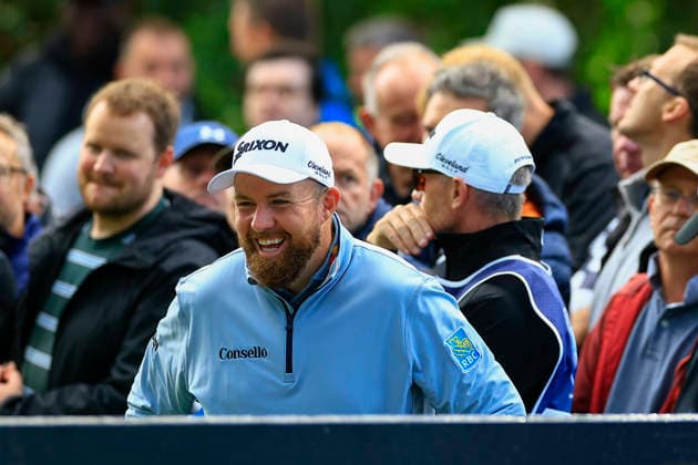 RECORD DATE NOT STATED 17th September 2026; Wentworth Golf Club, Virginia Water, Surrey, England; DP World Tour Golf, BMW PGA, Golf Herren Championship, Day 1; Shane Lowry sharing a comical moment on the 17th tee box with playing partner Matt fitzpatrick ChrisxRoll