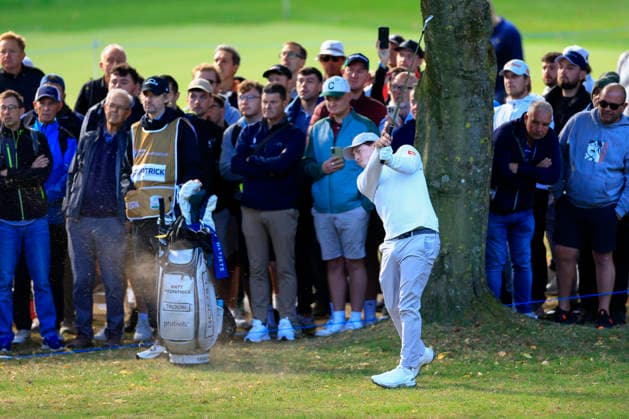 RECORD DATE NOT STATED 17th September 2026; Wentworth Golf Club, Virginia Water, Surrey, England; DP World Tour Golf, BMW PGA, Golf Herren Championship, Day 1; Matt Fitzpatrick with his approach shot from the edge of the 17th fairway ChrisxRoll