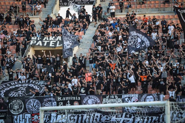 UEFA Europa League - OFI Crete FC vs TSG 1899 Hoffenheim - Fans of OFI Crete FC react during the UEFA Europa League Phase matchday 1 soccer match between OFI Crete FC and TSG 1899 Hoffenheim at the Georgios Pankritio Stadium, in Heraklion, Greece, 17 September 2026. IMAGO ONE INCH PRODUCTIONS PIRAEUS GREECE Copyright: xONExINCHxPRODUCTIONSx 7090050