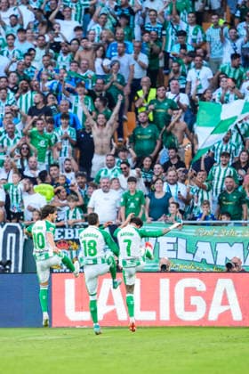 September 17, 2026, Sevilla, Sevilla, Spain: Abde Ezzalzouli of Real Betis Balompie celebrates after scoring his team s first goal during the Spanish league, LaLiga EA Sports, football match played between Real Betis and Getafe CF at La Cartuja stadium on September 17, 2026, in Sevilla, Spain. Real Betis V Getafe CF - LaLiga EA Sports  - ZUMAa181 20260917_zaa_a181_044 Copyright: xJoaquinxCorcherox