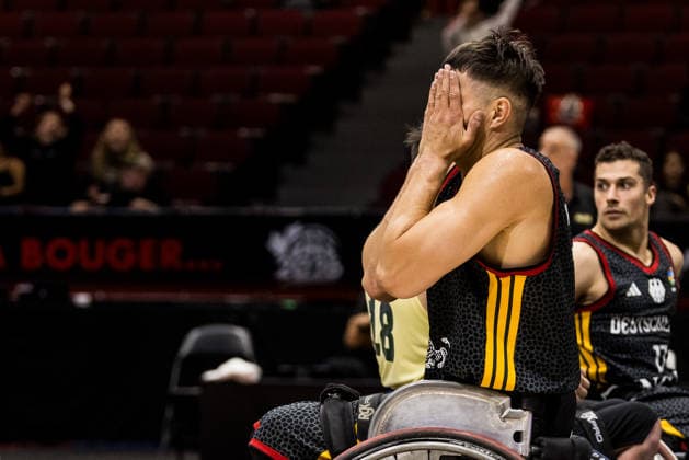 OTTAWA, CANADA - SEPTEMBER 17: Aliaksandr Halouski (Germany, 14) hands in front of his face, frustrated, sad, during the Ottawa IWBF Wheelchair Basketball World Championships semi final match between Australia vs. Germany at Arena at TD Place on matchday 9 of the Ottawa IWBF Wheelchair Basketball World Championships on September 17, 2026 in Ottawa, Canada. Canada Copyright: xSteffiexWunderlx