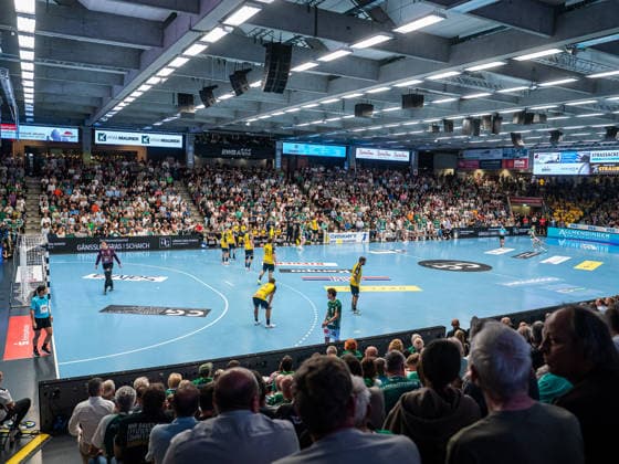 Great atmosphere in the arena: Frisch Auf Goeppingen vs. Rhein Neckar Löwen, handball, 1st Bundesliga, men s division, 2026–2027 season, September 17, 2026, Frisch Auf Göppingen vs. Rhein Neckar Löwen, Handball, 1st Bundesliga, Men, 2026–2027 season, September 17, 2026, Göppingen Copyright: xEibner-Pressefoto MichaelxSchmidx EP_MST
